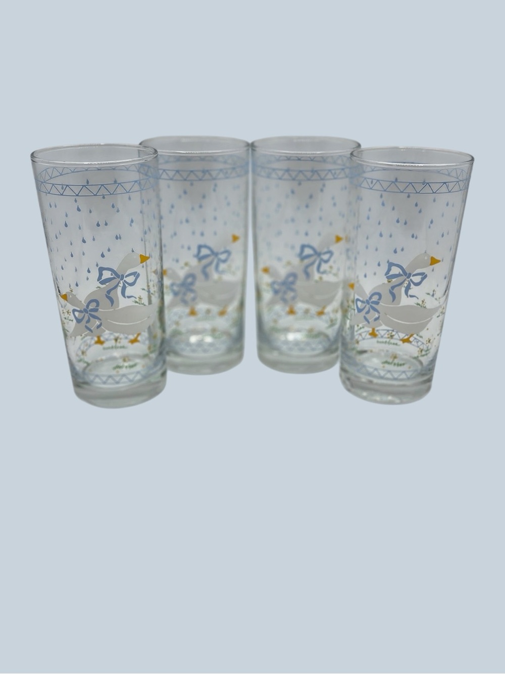 1987 Anchor Hocking Tumblers Drinking Glasses Farm Country Goose Duck Set of 4
